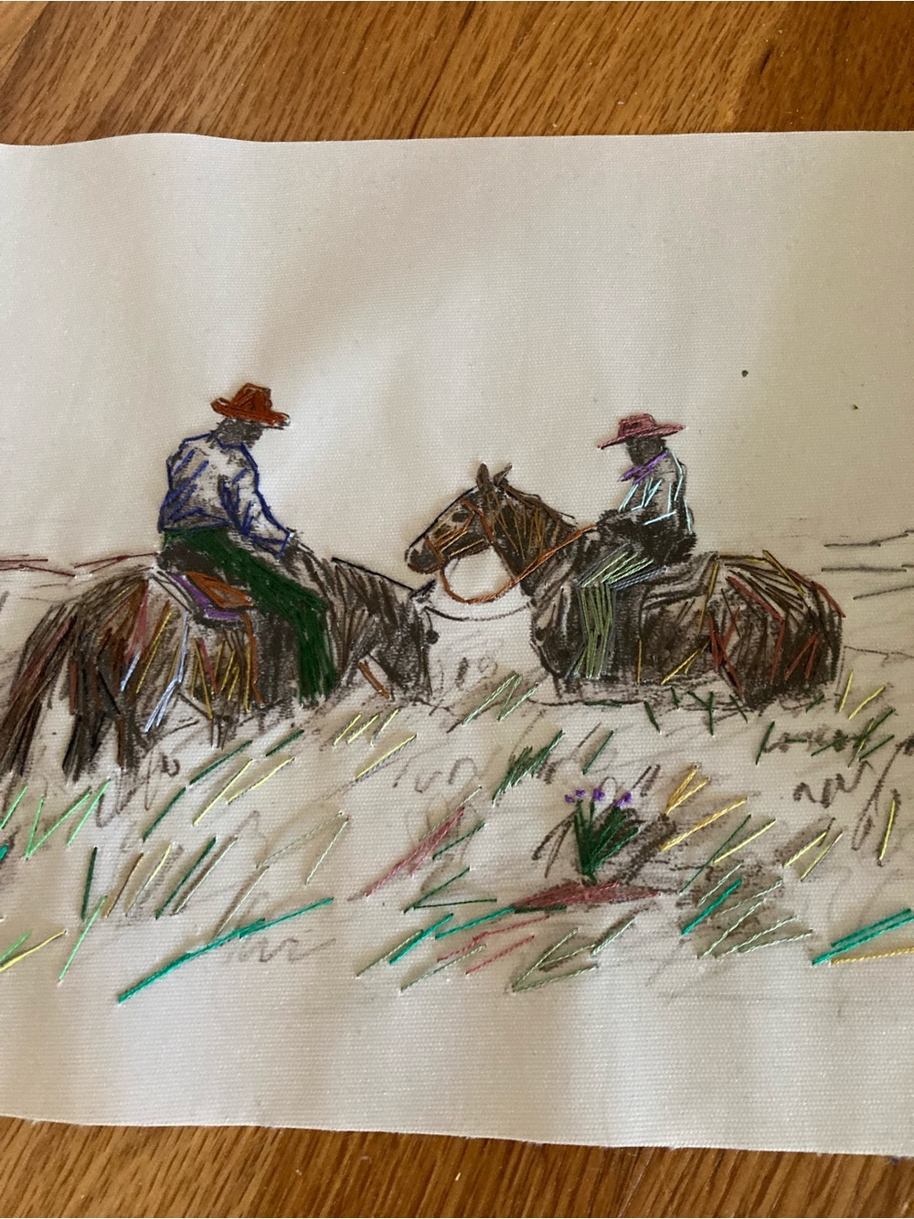 New canvas cowboys hand embroidered accents - Picture 2 of 4